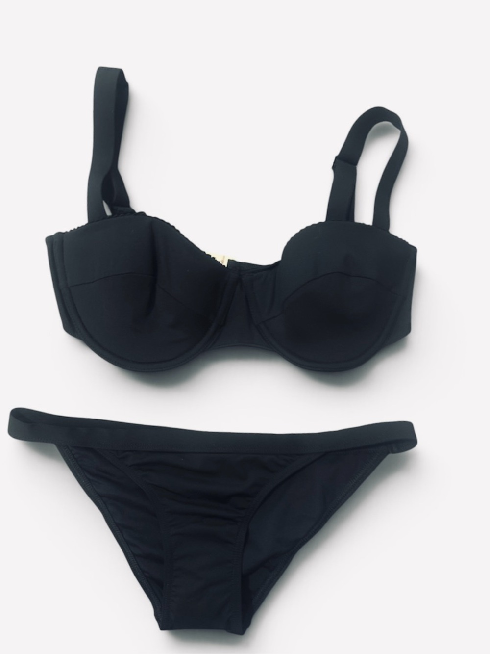 Ephemera Black Noir Balconette Bikini Set, US Size 6, Small
